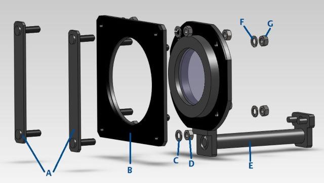 Installation Instructions b. See Figure 2-3. Dismount internal plate (A) and base plate (B). Figure 2-3: Duct Mount parts A. 2 internal plates B. Base plate C. 4 spring washers M6 D.