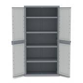 2 DOORS OUTDOOR CABINET 89,7X53,7X180-4 ADJUSTABLE INNER SHELVES Two door cabinet with 4 adjustable shelves.