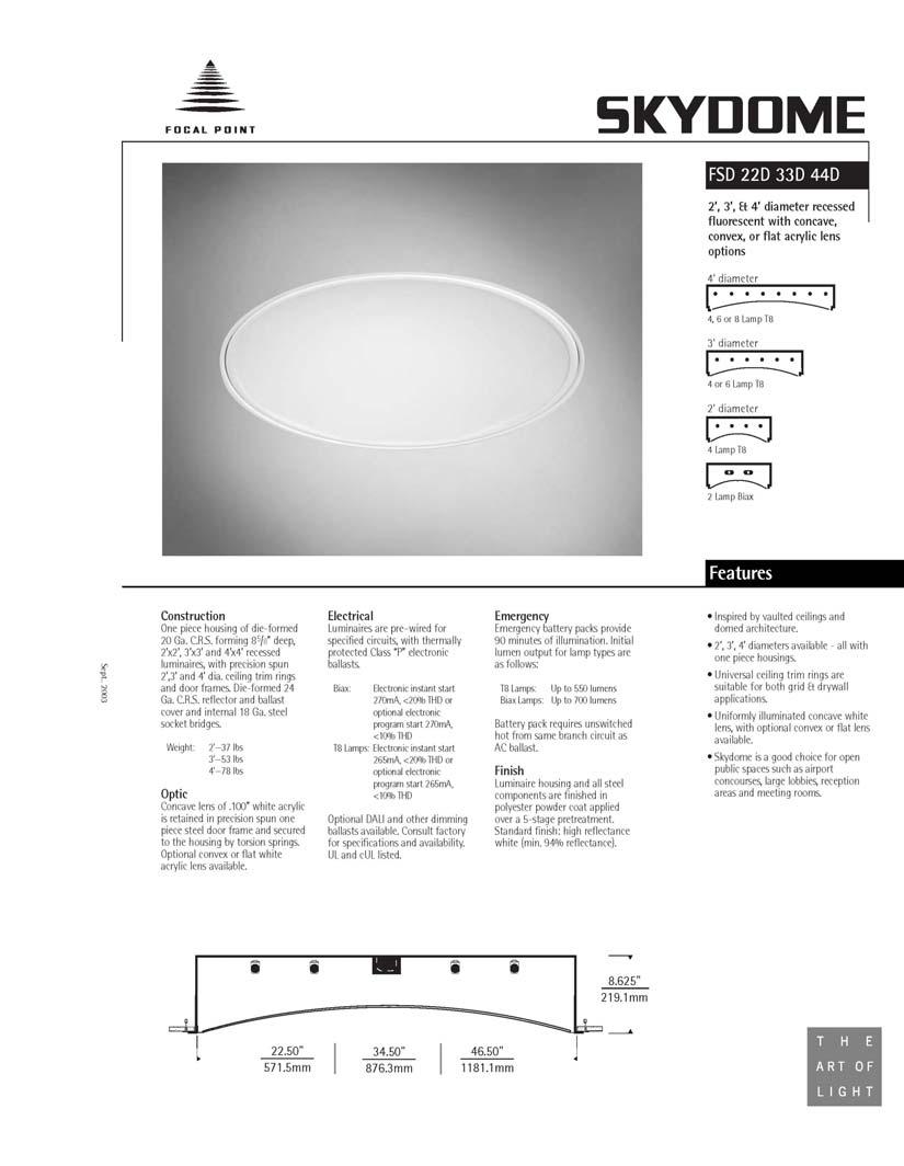 Recessed 2' Round Troffer Electrical: 34w Line Voltage per EE F07-2 Lamp: (2) 17w T8, 3500 K (page 1 of 2) Source: Fluorescent Special