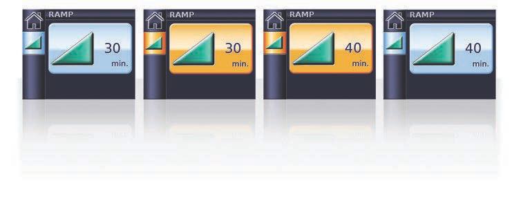 Adjusting ramp time Designed to make the beginning of treatment more comfortable, ramp time is the period during which the pressure increases from a low start pressure to the treatment pressure.