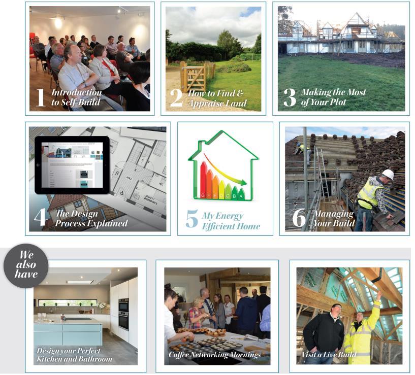We developed a range of four core workshops and seminars aimed at making this knowledge available to all self builders.