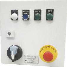 Control panels Safety light curtain control panel with emergency stop feature The D0063 ready built safety light curtain control panel offers the end user a quick simple machine integration with