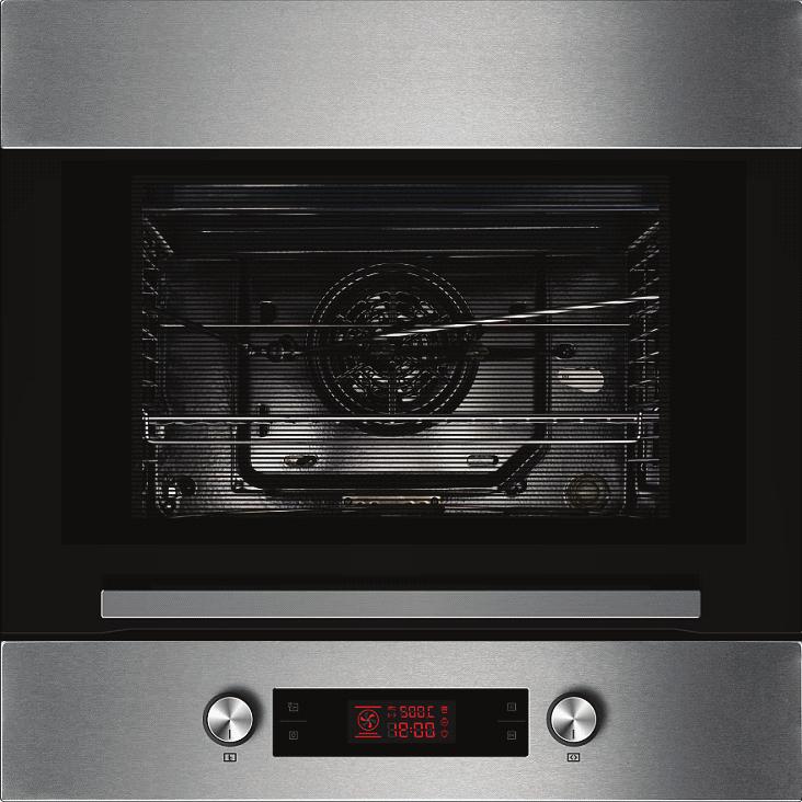 60cm 10 Function Wall Oven 65EAE41041 Cavity : 65 L A class energy rating Pyrolytic Touch control with timer Fan forced & cooling system Enamel oven interior Removable rack support Removable door