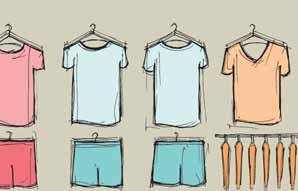 layout for men s T-shirts and shorts.