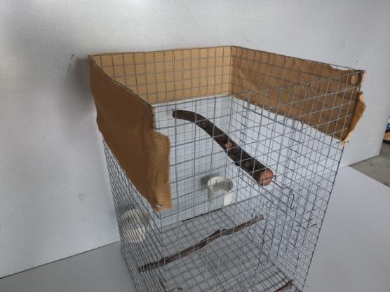 Do not cover side where the funnel leading into the cage is located, as this can deter birds from going up the funnel.