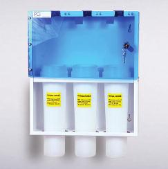 Most high-level disinfectants require a series of three volume rinses using potable or sterile water.