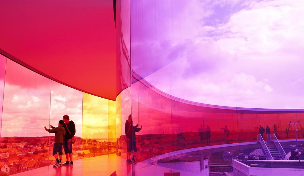 ARoS Museum of Modern Art The museum is crowned by a rainbow skywalk by artist Olafur Eliasson.