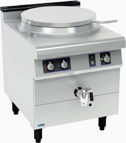 ELECTRIC TILT PERIPHERAL CHANNEL DOUBLE SKINNED LID BOILING PANS o Double skinned lid with hinges and counterbalance device built into the flue vent.