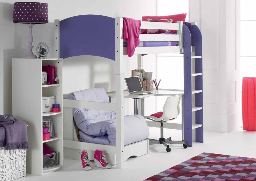 HIGH SLEEPER White/Lilac is refreshing - together with the Chair Bed and Desk.