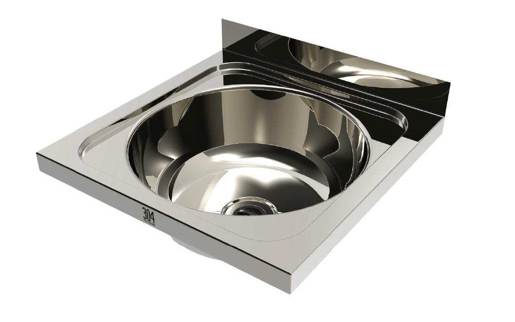 Pressed Bowls www.crh.com.au 16 Square Wall Mounted Hand Basin, 360 x 360 x 115mm 304P-WB2 Square Wall Mounted Hand Basin, 360mm x 360mm x 115mm, Basins are made from quality #304 Stainless Steel.