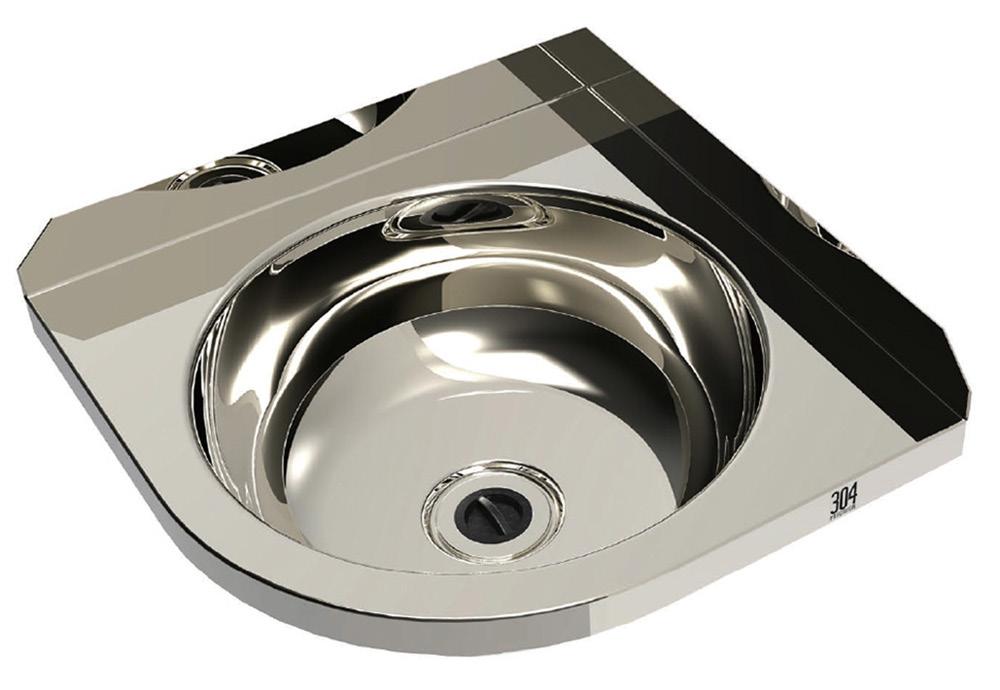 Pressed Bowls www.crh.com.au 18 Corner Mount Hand Basin, 360 x 360 x 125mm 304P-WB5 Corner Mount Hand Basin, 360mm x 360mm x 125mm, Basins are made from quality #304 Stainless Steel.