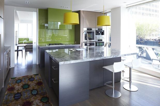 Punchy green backsplash in the kitchen RF: What was the biggest construction challenge you overcame?