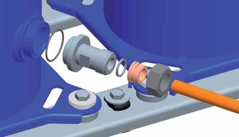 An additional rigid spacer (mounting kit for single compressors) must be placed under the rail grommets (see below drawing).