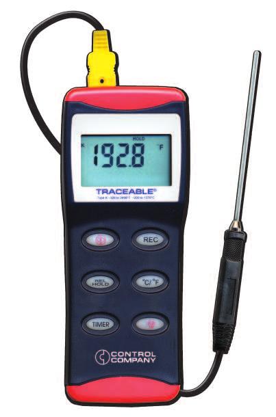 Type-K Traceable Total-Range Thermometer Water-resistant design is perfect for use in lab or plant's worst environment Unit can recall minimum and maximum temperature readings captured during any