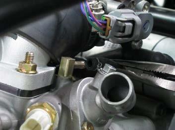 Slide up the clamp and free the coolant hose from the