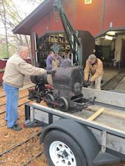 Frank Garber, Marc Brown, Mike Kuhn, and dave Peterson loaded Mike s trailer with16 s boiler and frame October 27th