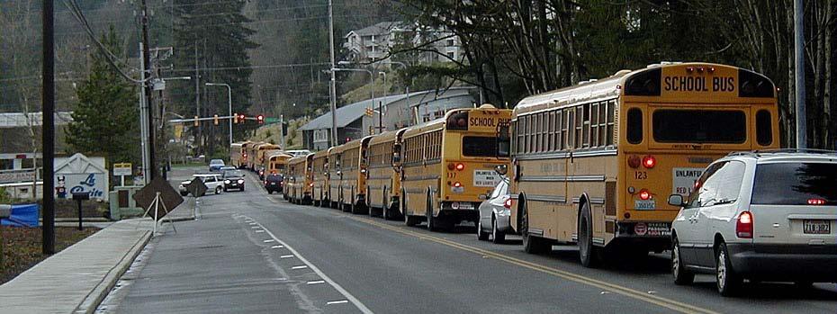 Schools Parents driving students and busing of students to