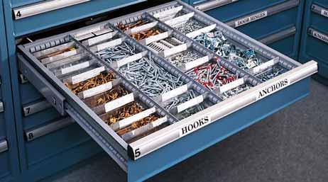 These non-slotted steel sheet partitions divide drawers into larger compartments either by length or width.