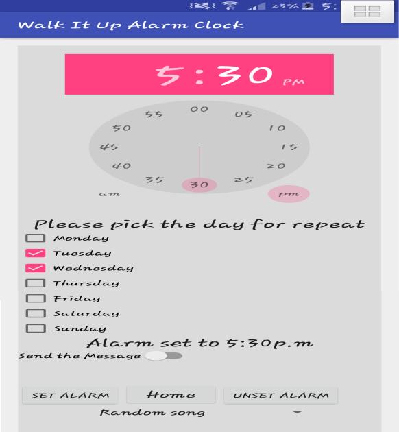 User can click on the notification to enter the alarm clock. After that, the user can click the UNSET ALARM button to turn off the alarm clock.