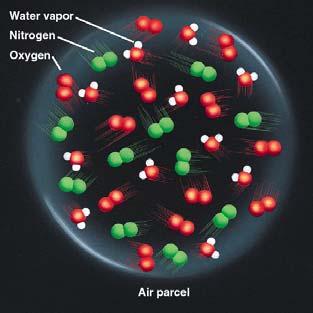, N 2, O 2, H 2 O) exerts a partial pressure that depends on the number of molecules.