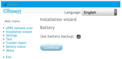 IRIS Connect Solo or Duo without GPRS or after network scan completed on Duo: Installation Wizard Select the Installation Wizard and follow the on screen prompts.