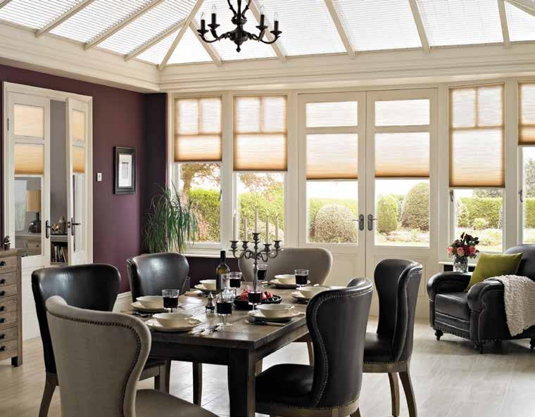 Conservatory blinds Duette energy saving blinds are the perfect solution for your conservatory, providing welcome climate control as well as fitting beautifully into the architecture of the