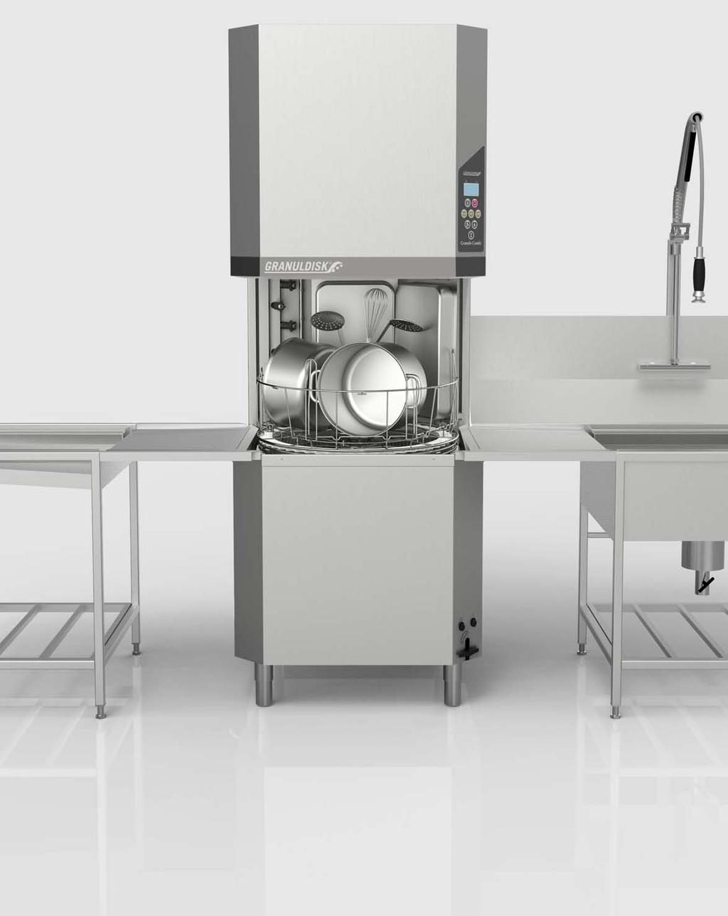GRANULE GASTRO * tabling not supplied by GRANULDISK Granule Gastro is a through-feed Granule potwashing machine providing an efficient, flexible workflow in the kitchen.
