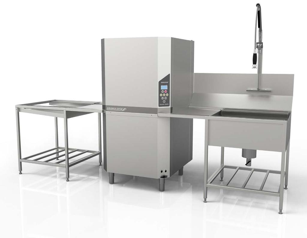 RECOMMENDED BENCH SYSTEM FOR GRANULE GASTRO. Our recommendation is to combine Granule Gastro hood type machine with a bench system.