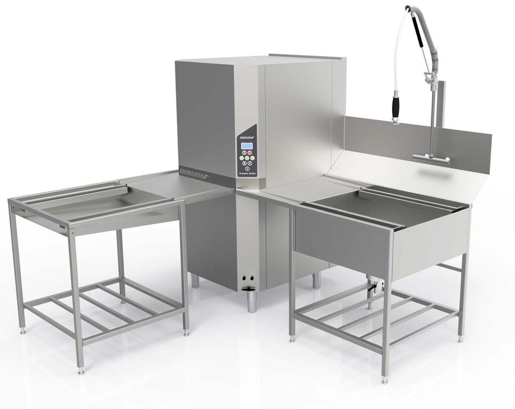 The flow provided with bench solutions may vary depending on the dirty-to-clean flow in the kitchen in question.