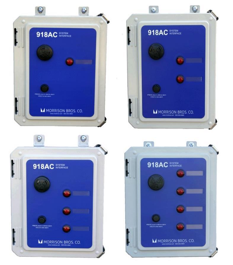 VENTING & GAUGING Alarm Panels 918AC System Interface AC-powered Monitor 1 to 4 intrinsically safe input switch devices Audible and