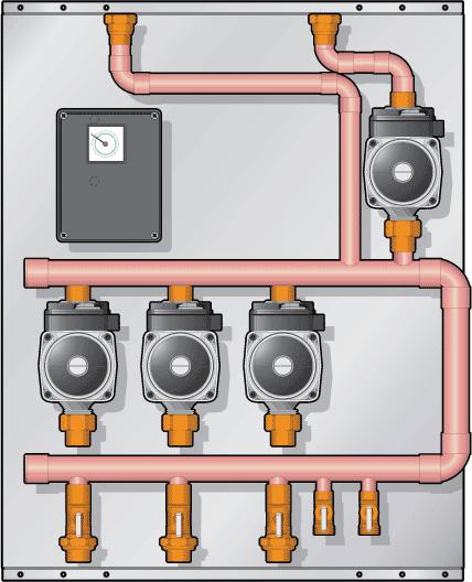 T-LO-TP-0010(0030) Low Panels The T-LO-TP-0010(0030) is specifically designed to accommodate a 1-3 zone radiant floor heating system using a thermostatic mixing valve (TMV) to temper the water
