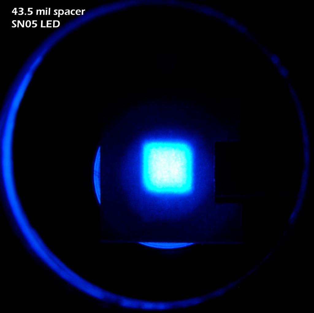 LED Image at Nozzle Focal Plane A square LED source and aperture provide a uniform UV