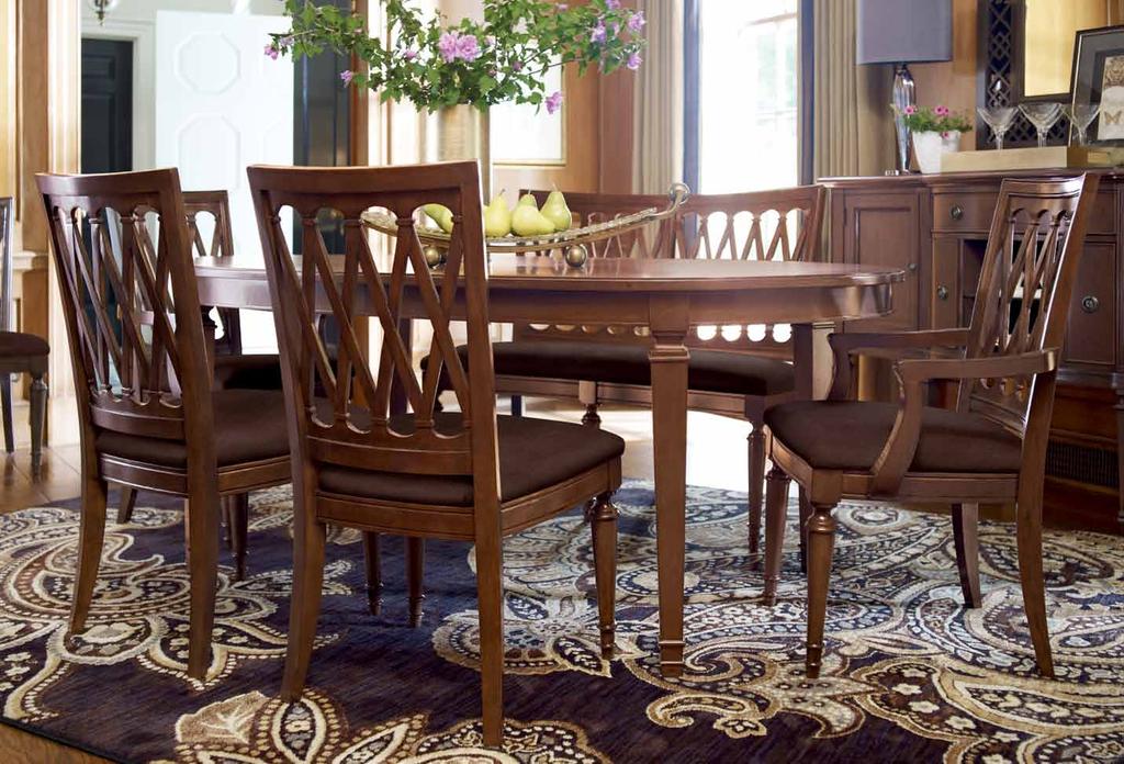 Shown in Cherry: Sideboard 4544-0309 Oval Dining Table 4544-4476 Lattice Back Arm Chair