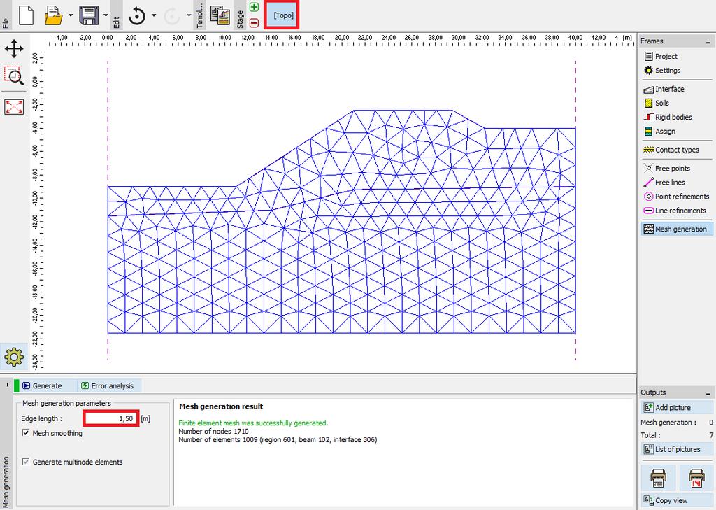 The last step in the process of setting the topology is the generation of the finite element mesh.