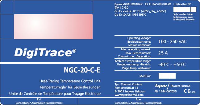 DigiTrace NGC-20 : available with integrated Intelligent Safety Temperature Limiter DigiTrace NGC-20 controller available
