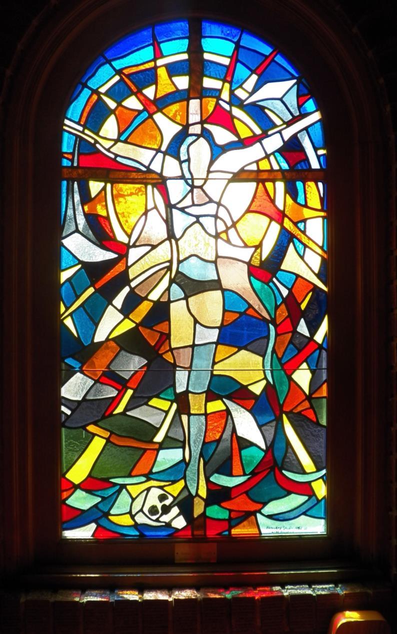 Although the series of six stained glass windows in the Cowan Chapel at Union Church (Stop 3) are in a more contemporary style, they also recount