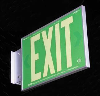 PHOTOLUMINESCENT EXIT SIGNS EVALUATED AND TESTED TO UL924 90.8924R-2-F-B 90.8924G-2-F-B EverGlow manufactures aluminum exit signs and architectural frames.