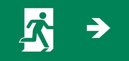 Exit Signs green pictograms conforming to ISO