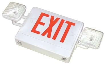 4 watt tungsten lamps 90 minute emergency operation thermoplastic square head combination exit The distinctive Square Lighting Heads integrate visually with the overall exit sign to