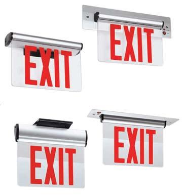 New York Pivotal Series 63 Recessed or surface mounting Pivoting exit panel rotates 180º Compact, low profile design 8" Letters with 1" Stroke Standard colors white and brushed aluminum Red super