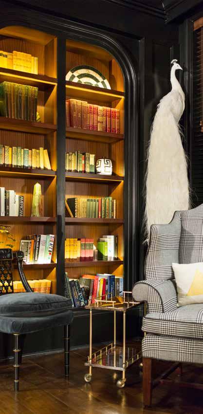 The lobby flows into a cozy but upscale library and lounge, with a variety of seating areas which encourage guests to linger over crafted