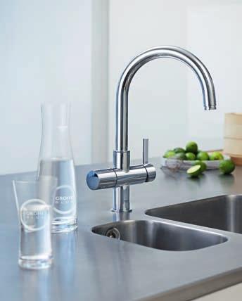 GROHE Blue More taste GROHE Blue Ultra Pure premium kitchen faucets feature a revolutionary high-performance filter that removes the impurities that affect the taste and odour of ordinary tap
