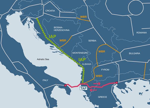 In the future, Balkan States Albania, Montenegro, Bosnia and Herzegovina and Croatia can benefit of TAP through the implementation of planned Ionian- Adriatic Pipeline (IAP) from