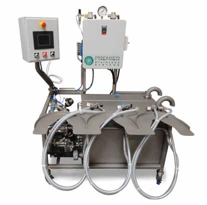 MULTIPLE STATION KEG WASHERS DESIGNED TO MAKE CLEANING AND SANITIZING KEGS EASIER. Manually loaded and PLC operated keg rinser, washer, sanitizer with adjustable CO2 pressurizing capabilities.