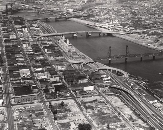 In 1942, Harbor Drive was completed as the first limited access highway in Portland.