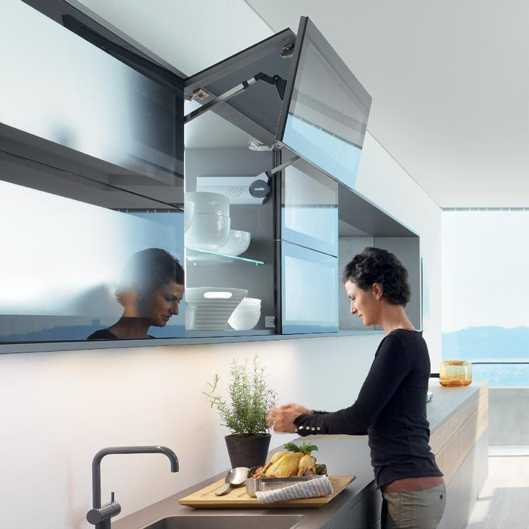 No problem thanks to Blum lift systems Want to fold, lift or maybe even tilt? AVENTOS brings freedom of movement to the wall cabinet.