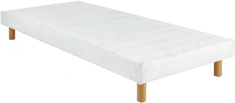 From a width of 140 cm, the bed is equipped with a double reinforcing bar. Height (without legs): 12 cm. Delivered with round beech wood legs (also available separately).