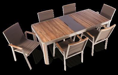 This type of wood is known for durability, and low-maintenance. Seats are made of cushioned textilene; excellent benefits for comfort. For the rest... Judge for yourself.