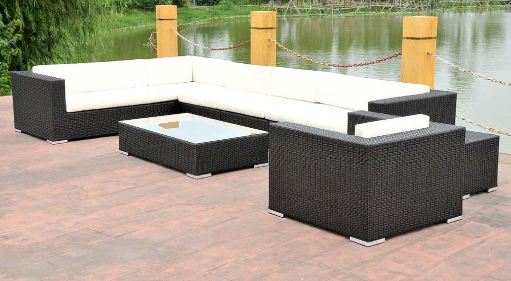 NEXUS NR-7106B PE RATTAN SOFA SET! * One coffee table 110*55*H30cm, with 5mm clear tempered glass top! * Two long sofas 140*80*H64cm!