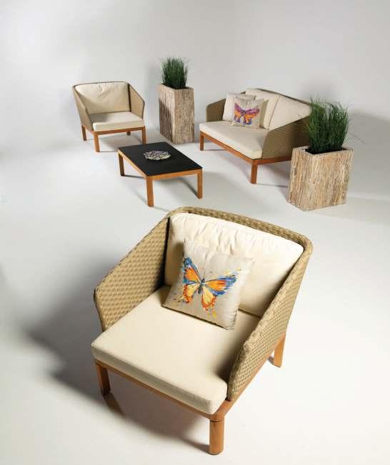 VANYA Living Set VANYA Single Seater Frame: Teak Wood Material/Color: Synthetic Rope/Beige Size: L74 x W76 x H84 cm VANYA Double Seater Frame: Teak Wood Material/Color: Synthetic Rope/Beige Size:
